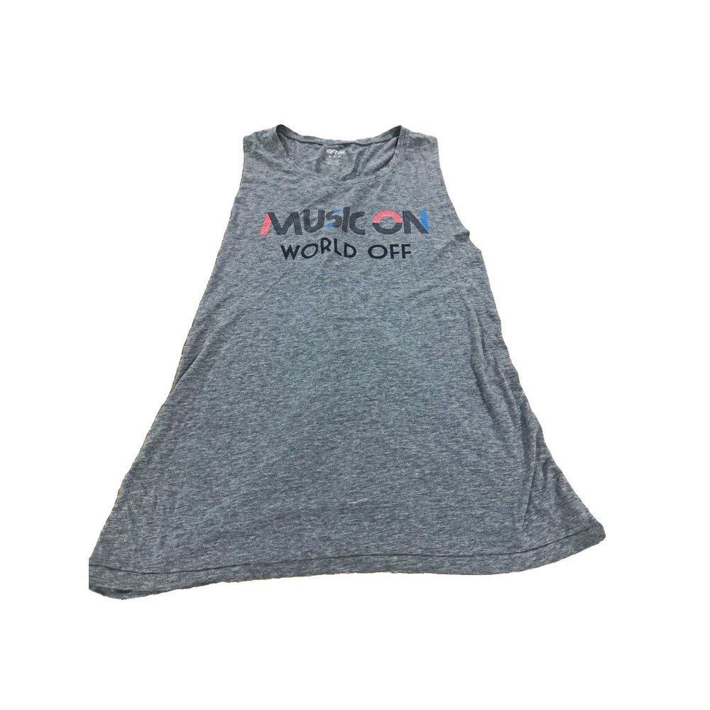 Aerie Women's Racerback Tank Top Size M Gray Music Graphic Lightweight